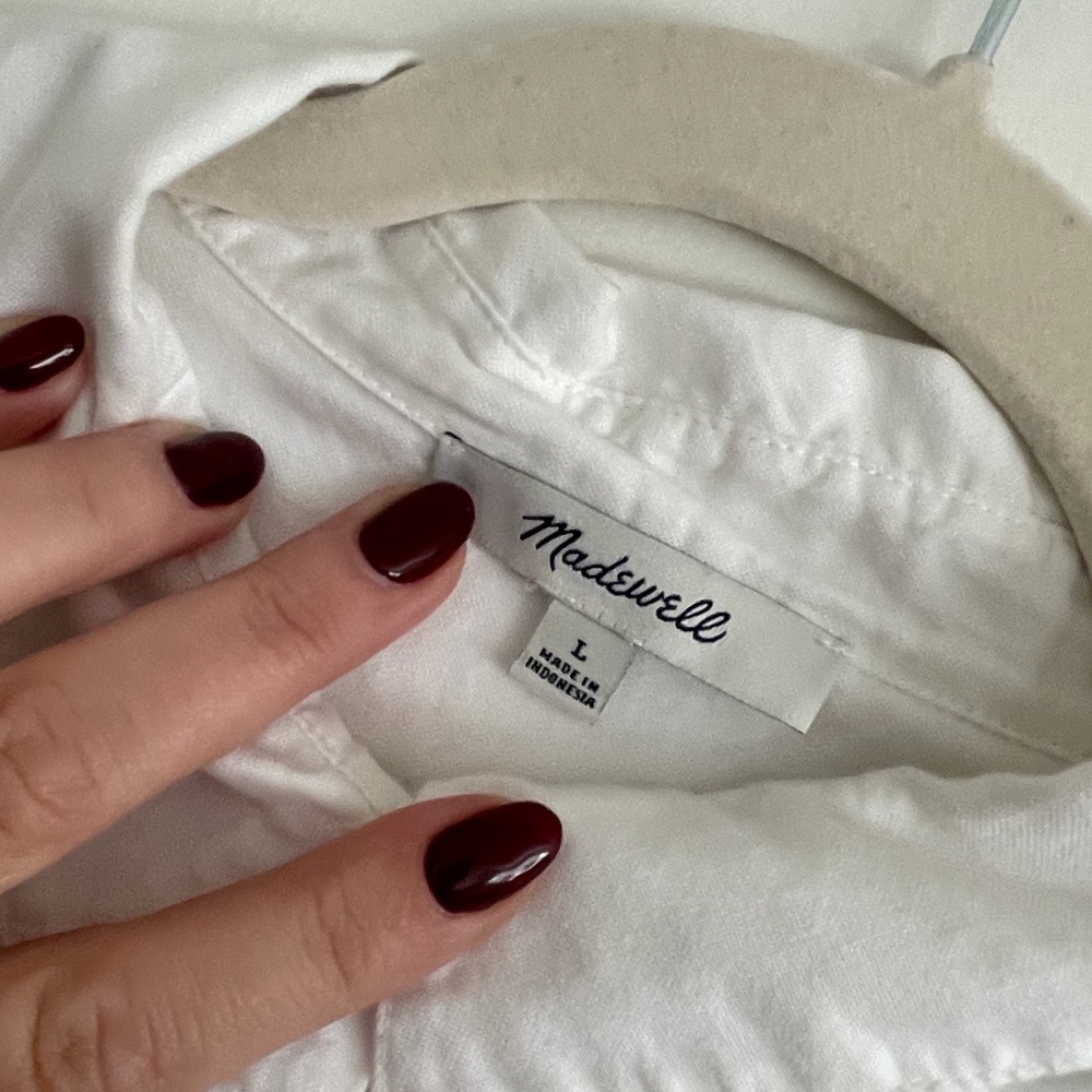 Madewell White Cotton Short-Sleeve Button-Front Casual Shirt